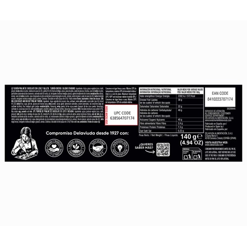 DELAVIUDA Turrón de praliné cacaolat 140 g.