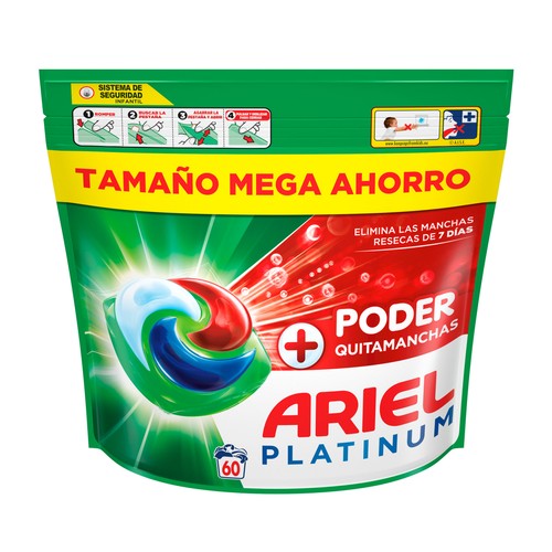ARIEL Detergente en capsulas + extra poder quitamanchas 60 DS