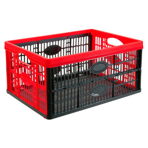 Imagen de Caja de plástico plegable rojo y negro, 32 litros, ACTUEL