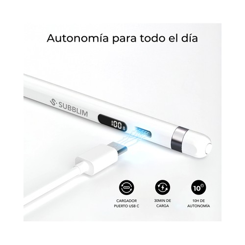 Lápiz universal para pantalla SUBBLIM NoteFlow, punta 0,9 mm, autonomía hasta 10 horas