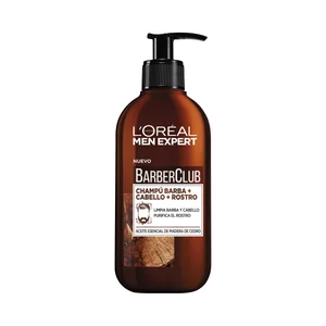 L"ORÉAL Champú con aceite esencial de madera de cedro, para barba, cabello y rostro L"ORÉAL Men expert 200 ml.