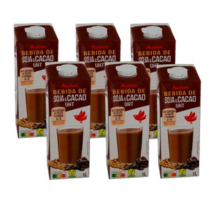 Imagen de AUCHAN Bebida de soja con sabor a chocolate 6 x 1 l. Producto Alcampo