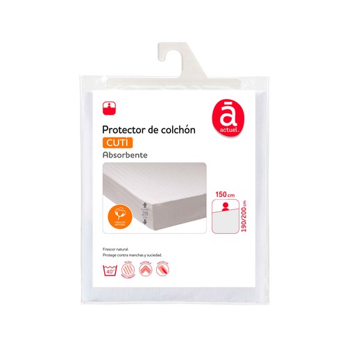 Protector colchón 150X190/200cm hasta 28cm de altura, Cuti, 70% algodón 30% poliester. ACTUEL