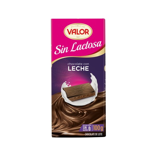 Chocolate con leche sin lactosa VALOR 100 g.