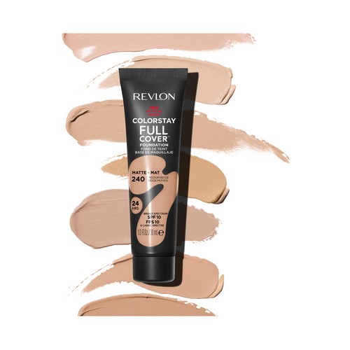 REVLON Colorstay full cover Tono 240 Medium beige  Base de maquillaje de textura ligera, cobertura 100% mate 30 ml.