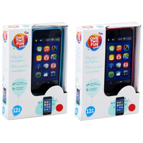 Teléfono móvil infantil con luces, sonidos y laterales de goma ONE TWO FUN ALCAMPO.