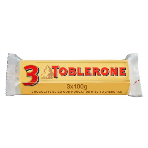 TOBLERONE Barrita de chocolate con leche, miel y almendras 3 uds. 100 g.
