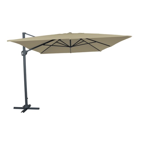 Parasol de jardín de aluminio y poliéster, 360º, 3x4x2,6 m, color tostado, GARDENSTAR