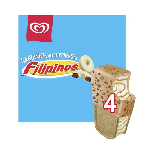 FRIGO Sandwich de helado de caramelo con cobertura de Filipinos 4 x 130 ml.
