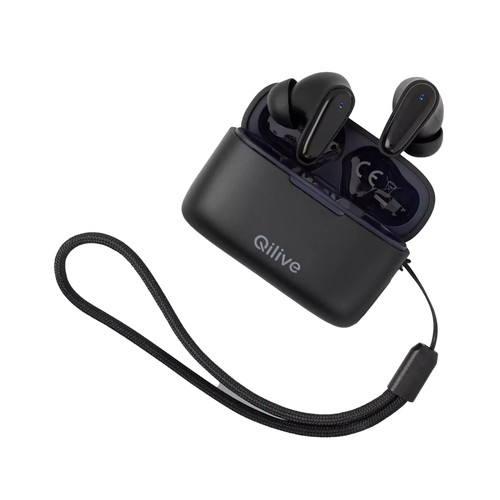 Auriculares inalámbricos Bluetooth QILIVE Q.1225, color negro, autonomía 18 horas, pantalla led indicadora de batería.
