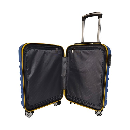 Maleta cabina tipo trolley talla S Rígida, 8 ruedas con cierre Linear azul. AIRPORT