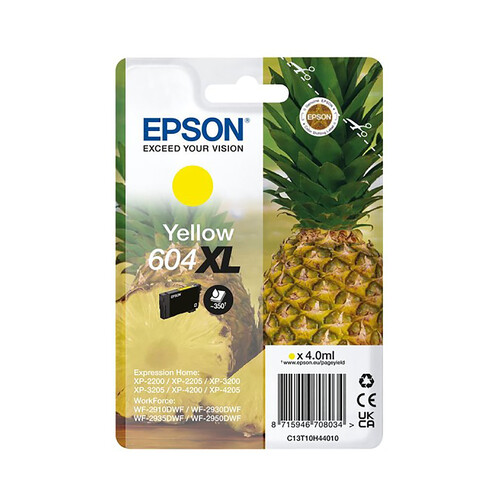 Cartucho de tinta EPSON 604 XL, color amarillo.