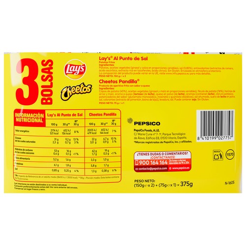 LAY´S Y CHEETOS MULTIPACK Lay’s sal 2 uds. 150 g. y Cheetos pandilla 1 ud. 75 g.