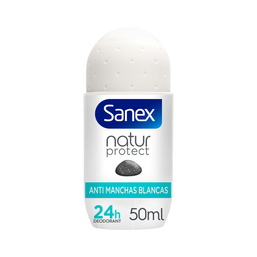 SANEX Desodorante para mujer en roll-on con acción anti manchas blancas SANEX Natur protect 50 ml.