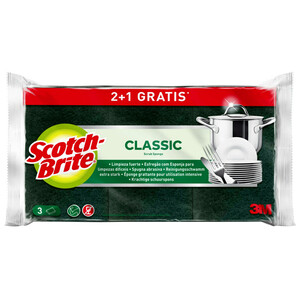 Imagen de SCOTCH-BRITE Classic Estropajo de fibra verde para una limpieza fuerte 3 uds.