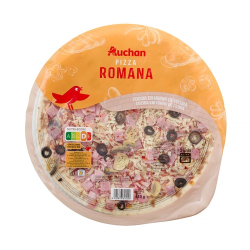 AUCHAN Pizza fresca Romana, cocida en horno de piedra 410 g. Producto Alcampo