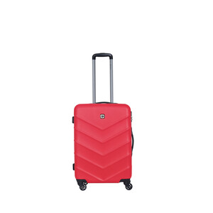Maleta mediana de viaje rígida de color rojo de 65 cm y 4 ruedas ABS, AIRPORT ALCAMPO.