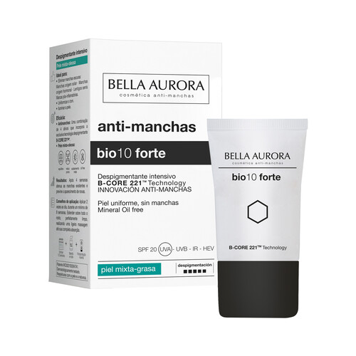BELLA AURORA Crema despigmentante intensiva con FPS 20, para pieles mixtas a grasas BELLA AURORA Bio 10 forte 20 ml.