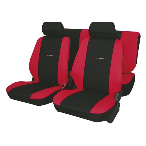 Juego de fundas universales color rojo con detalles en negro, modelo Daytona, fabricadas en poliester. ERMA 1 unidad