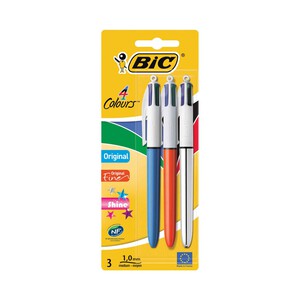 Imagen de Bolígrafo 4 en 1 Coloures Original/Shine/Fine - Pack de 2+1, trazo 1 mm, BIC