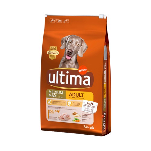 ULTIMA Comida para perro adulto a base de rico pollo y arroz 7,5 kilos