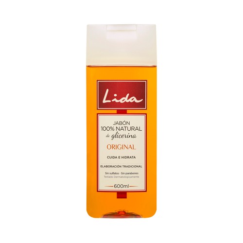 LIDA Jabón líquido, con glicerina 100% natural de glicerina, para baño o ducha LIDA 600 Original ml.
