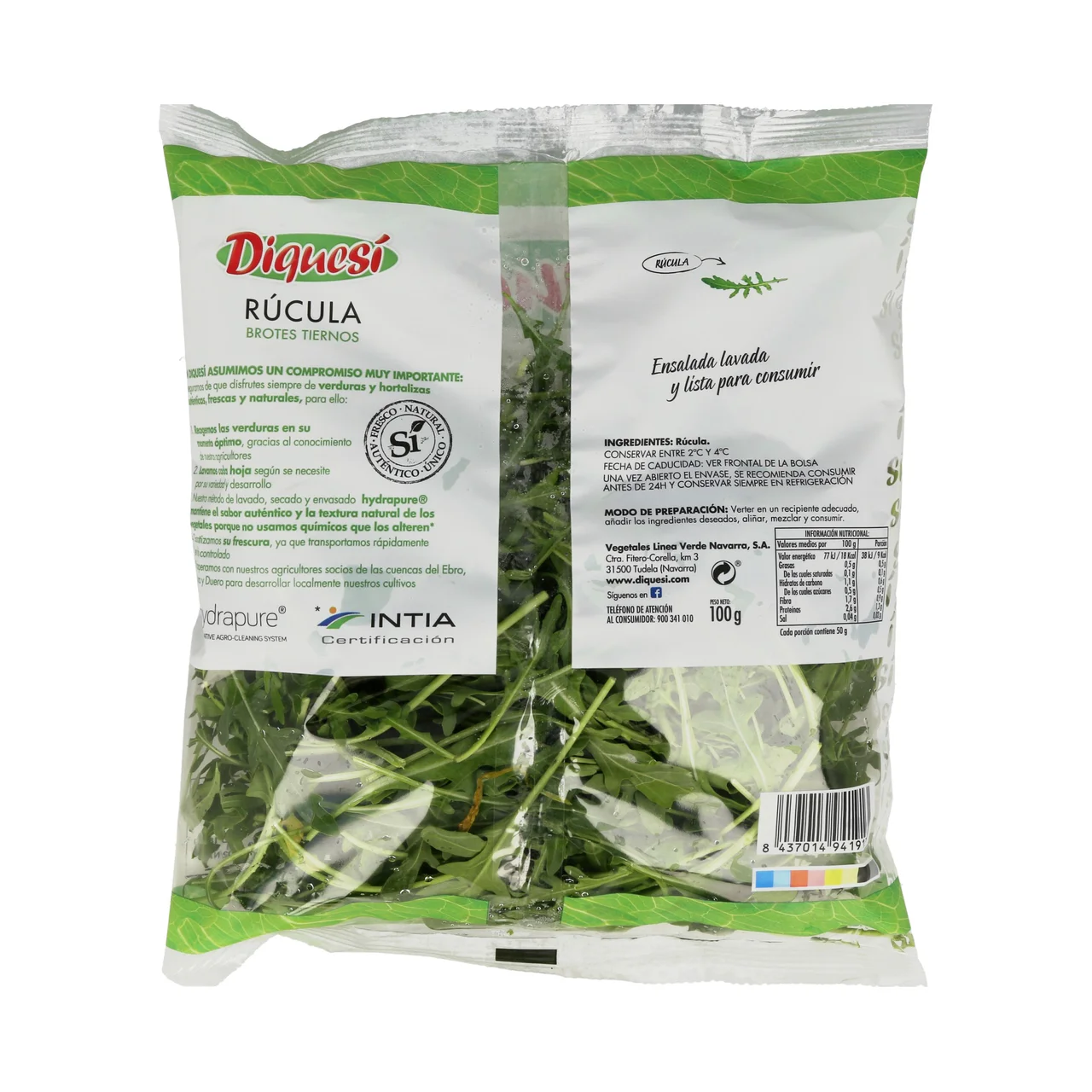 Brotes tiernos de rúcula, bolsa de 50 g.