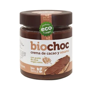 BIOCHOC Crema de cacao y sésamo para untar, ecológica 200 g.