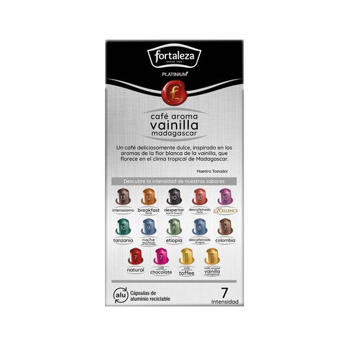 FORTALEZA PLATINIUM  Café en cápsulas aroma vainilla Madagascar I7, 10 uds.