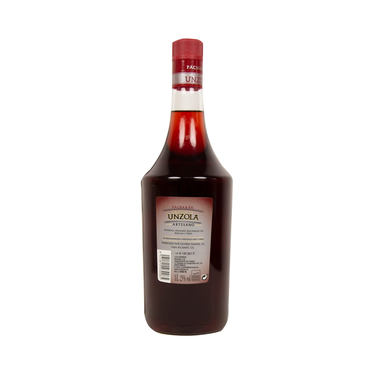 DOMINIO DE UNZOLA Pacharan artesano, elaborado con una selección de endrinas DOMINIO DE UNZOLA botella de 1 l.