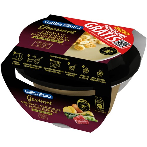 GALLINA BLANCA Gourmet Crema de verduras y jamón ibérico (Enrique Tomas) con picatostes 300 g.