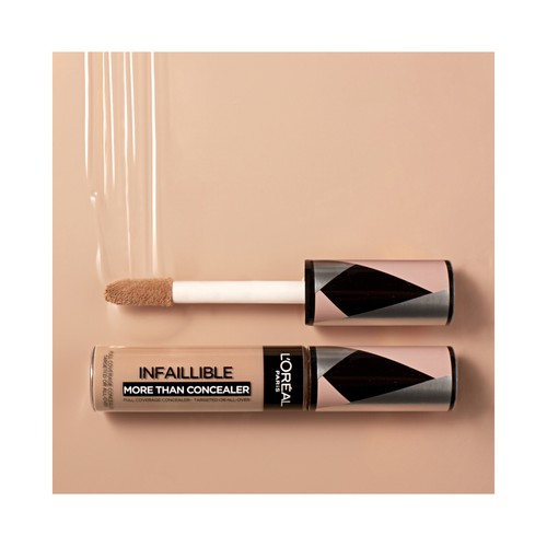 L"ORÉAL PARIS Infaillible more than concealer  tono 324 Oatmeal Corrector y base de maquillaje de cobertura completa.