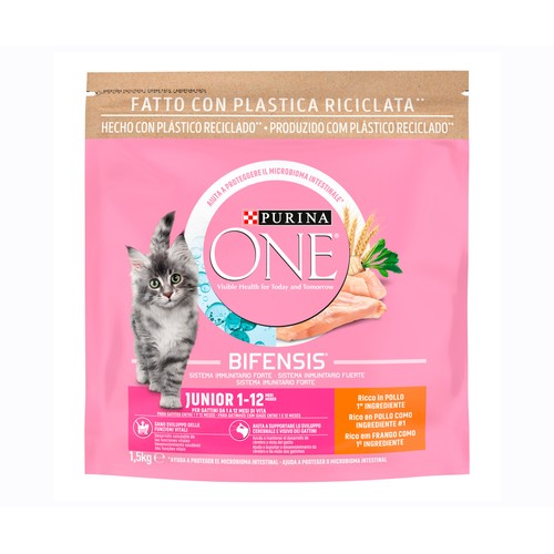 PURINA ONE Pienso para gatos completo junior rico en pollo 1,5 kg.