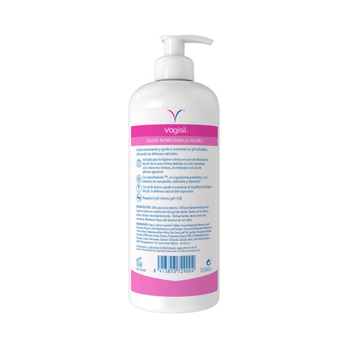 VAGISIL Gel para la higiene íntima diaria con Gynoprebiotic VAGISIL 500 ml.
