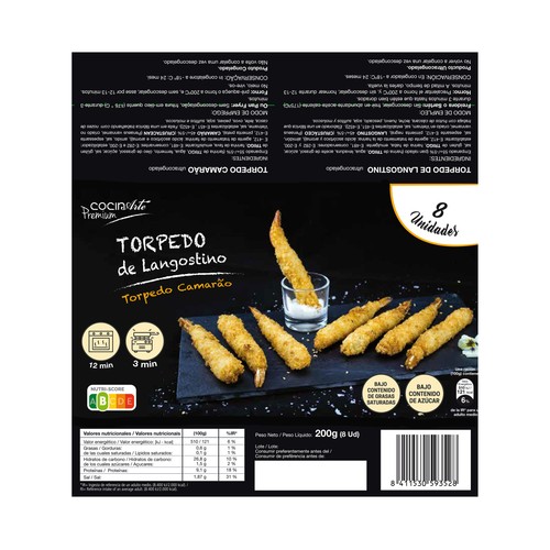 COCINARTE Langostino vanamei envuelto en empanado de panko fresco 8 uds.