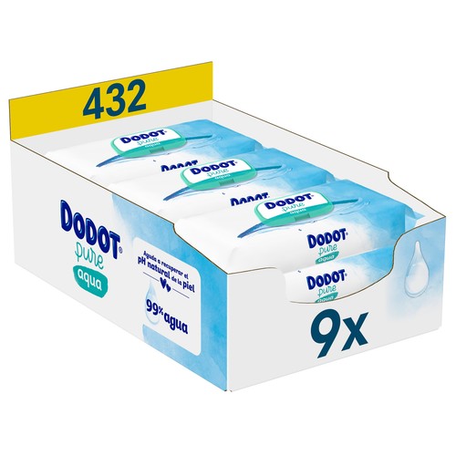 DODOT Aquapure Toallitas húmedas para bebé con un 99% de agua 9 x 48 uds.