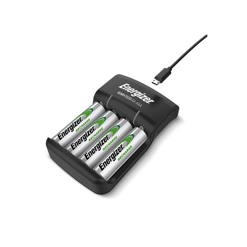 Cargador de pilas del tipo AA/AAA + 4 pilas del tipo AA 1300 mAh, carga por Usb, ENERGIZER.