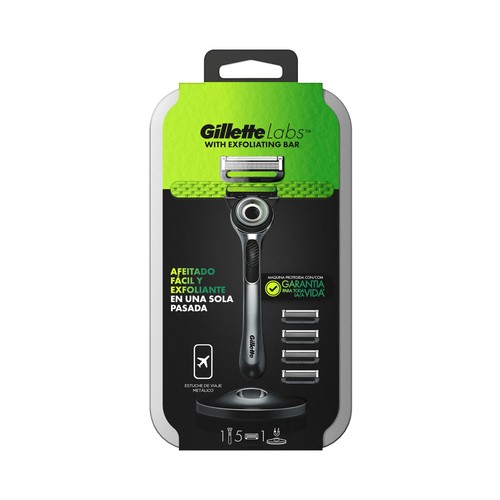 GILLETTE Máquina de afeitar, con cabezal basculante de 5 hojas y 5 recambios GILLETTE Labs.