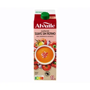 ALVALLE Gazpacho suave sin pepino elaborado con ingredientes 100% naturales ALVALLE 1 l.