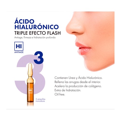 HI Tratamiento en ampollas con triple efecto flash (antiedad, firmeza e hidratación) 5 x 2 ml.