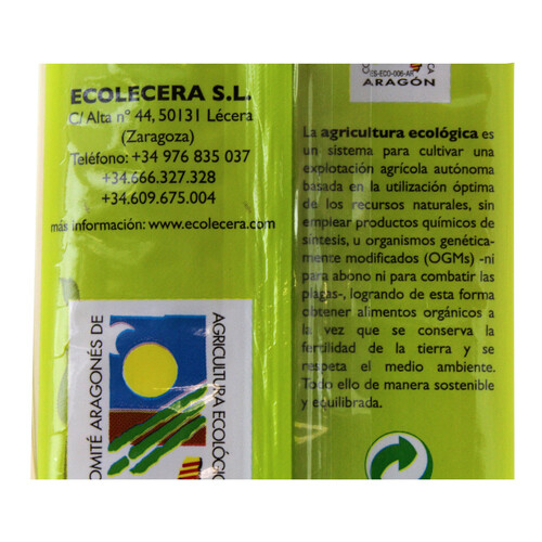 ECOLECERA Pasta Espaguetis ecológicos, pasta de sémola de trigo duro de calidad superior ECOLECERA 500 g.