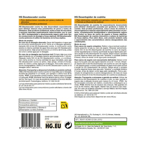 HG Desatascador de cocina 1 L.