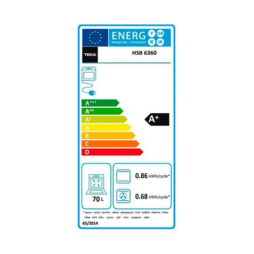 Horno multifuncional hidrolítico TEKA HSB 6360 Inox, capacidad: 70 Litros, A: 59,5cm, H: 59,5cm, F: 55,9cm.