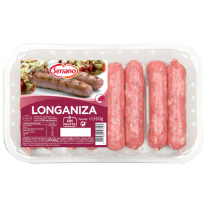 Imagen de Bandeja de longanizas frescas blancas, elaboradas sin gluten SERRANO 350 g.