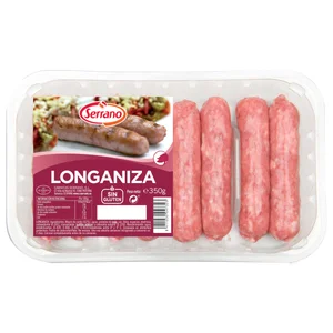 Bandeja de longanizas frescas blancas, elaboradas sin gluten SERRANO 350 g.