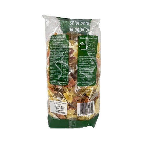 PRODUCTO ALCAMPO Pasta Farfalle, con vegetales paquete 500 g.