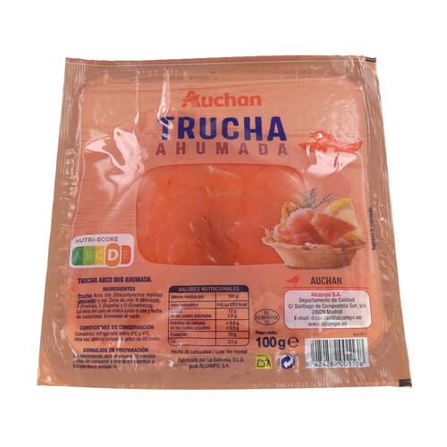 AUCHAN Trucha ahumada en lonchas 100 g. Producto Alcampo