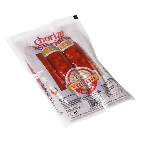 VALLINA Chorizo asturiano de categoria extra ahumado y elaborado sin gluten ni lactosa VALLINA 250 g.