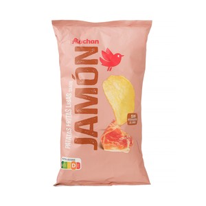 PRODUCTO ALCAMPO Patatas fritas lisas con sabor a jamón bolsa de 160 g.