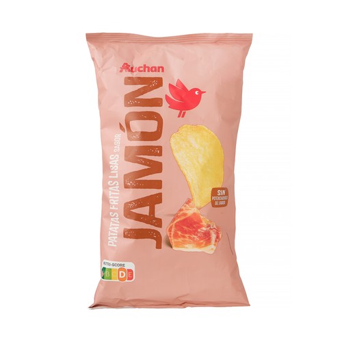 PRODUCTO ALCAMPO Patatas fritas lisas con sabor a jamón bolsa de 160 g.